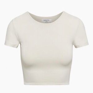 Aritzia Babaton Cream Contour Crew Cropped Tee